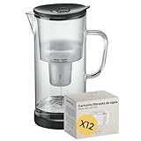SILBERTHAL Caraffa filtrante vetro 3L - 12x cartucce filtranti - compatibile brita Maxtra - Riduce calcare