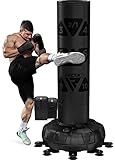 RDX Sacco da Boxe Terra, 6FT 180CM Pesante Pieno Professionale RONIN Sacco con Guantoni e Base, Maya Hide Pelle Piedistallo Adulti Free Standing Bag, Muay Thai Kick Boxing