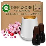 Air Wick Armonia Istantanea, Diffusore di Oli Essenziali con 2 Ricariche, Fragranza Ciliegio in Fiore e Lamponi, 2 x 20ml, Include 3 Pile AA