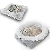 Solinorex Cuccia per Gatti Interno 2 in 1 Morbido Cuscino per Gatti - Cuccetta per Gatto Lavabile, 60 x 50 cm Letto Gatto丨 Cuccia Cane Piccolo per Piccoli Animali Domestici (Grigio, Modello Leggero)