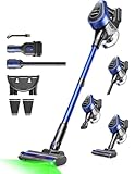 50Min Aspirapolvere Senza Fili Potente, 550W Scopa Elettrica Senza Fili, 50KPA Scopa Elettrica, 1,5 L Contenitore per la Polvere Aspirapolvere Senza Fili, Aspirapolvere Con filtro a 8 strati, Blu