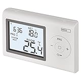 EMOS - termostato digitale da ambiente con display LCD - cablato programmabile - riscaldamento/raffreddamento - intervallo temperatura 5-35 °C - montaggio a vista - antigelo - batteria incl. - bianco