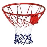 HOMCOM Canestro Basket da Muro in Ferro con Rete in Nylon per Esterno e Interno, Φ46cm