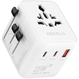 25W Adattatore Universale da Viaggio,5 in 1 Presa Universale da Viaggio con 1 USB A,2 USB C,1 Universale Presa,1 US/JP Presa,Adattatore Spina Internazionale per Italia UK US Australia Tailandia