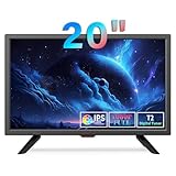 KCR TV LED Freeview da 20 pollici, sintonizzatore TV digitale DVB-T2 incorporato, ingresso AV, HDMI/VGA, slot USB, telecomando, adattatore per auto (12 Volt) e di alimentazione