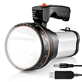 Utry Torcia LED Ricaricabile, 100000 Lumen Torcia LED Alta Potenza Super Luminoso 9000mAh LED Torch Light Impermeabile Torcia Elettrica Portatile Flashlight(Argent)