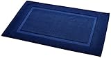 Amazon Basics Tappetino da bagno con bordo rettangolare, blu mare, 100% cotone (1.200 g/m2), 50 x 80 cm