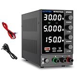 WANPTEK POWER Alimentatore da Banco 30V 5A,Alimentatore da Laboratorio con porta di ricarica rapida USB-A/Tipo-c,Alimentatore Regolabile con display LED a 4 cifre ad alta precisione