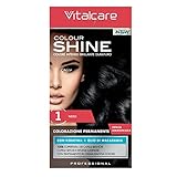 Vitalcare | Colourshine - Colorazione Permanente Professionale, Tinta Capelli Senza Ammoniaca, Tintura Capelli con Cheratina e Olio di Macadamia, n° 1, Nero