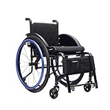 TRGCJGH Carrozzina disabili ad autospinta, sportiva, Alluminio, Sedia a rotelle da transito, Freno manuale, Leggera, Ruote antiribaltamento(Blue,16.9in Seat Width)