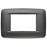 Vimar 20683.15 Eikon Placca Round 3 moduli, in metallo verniciato Bright e cornice grigia, colore antracite matt