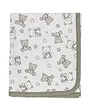 Ti TIN Coperta in Cotone Morbido e Assorbente per Neonato | Coperta Avvolgente 100% Cotone con Doppio Strato 2x180gr/m², 80x75 cm, Stampa Orsetti, Colore Grigio