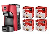Lavazza A Modo Mio Macchina per Caffè Tiny Eco Rossa con 64 Capsule Qualità Rossa Incluse, Macchina per Espresso in Plastica Riciclata, 1450 W, 220-240 V, 50/60 Hz, 0.6 Litri (18001259)