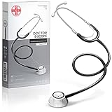 AIESI® Stetoscopio professionale, fonendoscopio a doppia testa per adulti colore nero DOCTOR B-SCOPE, Garanzia Italia 24 mesi