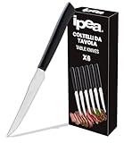 IPEA Coltelli da Tavola per Bistecca e Carne - Set da 6 - Coltello Affilati con Lama Seghettatata in Acciaio Inox per Tagliare Carne e Alimenti a Pranzo e Cena - Posate - Coltelli per Casa e Cucina