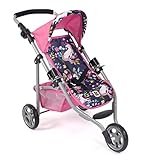 Bayer Chic 2000 - Passeggino per bambole Lola, Passeggino da jogging, Bambola, Passeggino per bambole, Unicorno, 612-43, Navy, Rosa