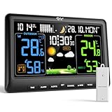 LIORQUE Stazione Meteo Con Sensore Esterno, Stazione Meteorologica Display A Colori, Fase Lunare, Previsioni Meteo, Data,Retroilluminazione Regolabile, Igrometro, Barometrico, Sveglia