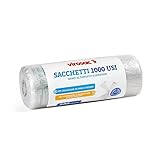 Virosac - 1000 Usi - Sacchetti multiuso a forma di shopper 34x60, 200 sacchetti per rotolo, trasparente
