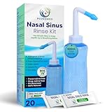 1 x Neti Lota 500 ml Irrigatore Adulti, bambini da 5 anni, + 20 bustine di sale, doccia nasale Lavaggi per adulti per la pulizia del naso, Irrigazione nasale con due ugelli