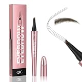 QIC Penna Sopracciglia, Effetto Pelo Matita Sopracciglia Impermeabile & No Transfer, Lunga Durata Up to 12H Matita Sopracciglia Microblading, Cruelty-Free (06 Black Brown)