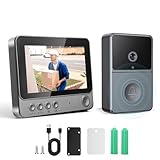 Campanello senza fili con fotocamera, IP65 esterno, impermeabile, 1080P HD schermo 4.3', 2.4G Campanello video senza fili, audio bidirezionale, visione notturna, resistente alle intemperie, supporta