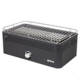 Aktive 63004 - Barbecue a carbone portatile, rettangolare nero, senza fumo, ricaricabile a batteria, protezione antigoccia, dimensioni 45x28x19 cm