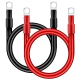 QIMEI-SHOP Cavi Batteria Auto 35mm² 50cm Cavi Inverter Batteria 2AWG 12V Cavo Batteria con Capicorda ad Occhielli M10 per Camion Moto Marina Solare Rosso e Nero 2 Pezzi