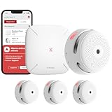 X-Sense Rilevatore di fumo intelligente XS01-M con stazione base SBS50, rilevatore di fumo senza fili con Wi-Fi, rilevatore di fuoco collegabile, compatibile con l'app, FS31