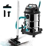 Cecotec Aspiratore per solidi e liquidi 30 L Conga Rockstar Wet & Dry Steel Pro. 1600 W, 23 kPa, Sistema di drenaggio, Aspirapolvere e soffiante, Struttura in metallo, Ruote, Raggio d'azione 5 m