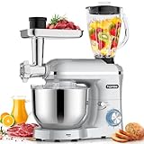 Homlee 5 In 1 Impastatrice Planetaria,2000W–Con Tritacarne,1.5L Per Succhi,Tagliaverure,Set Per Salsicce,con Ciotola 5.5L,Frusta,Gancio Impastare,Mescolatore Robot Da Cucina Multifunzione