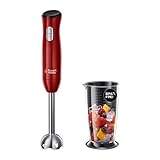 Russell Hobbs Frullatore a Immersione, 2 velocità, Gambo rimovibile, Lavastoviglie ok, Bicchiere 700 ml incluso, 500 W, 12.000 giri/min, Desire Rosso, 24690-56