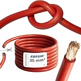 EBROM Cavo per batteria Hi-Flex (Hi Flex) 35 mm2 - al metro in rosso - molto flessibile - guaina in PVC (70 ± 5 Shore) - 100% rame OFC 35 mm² - come cavo di avviamento, cavo di ricarica o simili