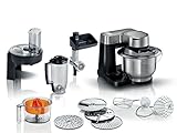 Bosch Robot da cucina 7 in 1 MUMS2VM40G 7 velocità, gancio per impastare, frusta, sbattitore, frullatore, spremiagrumi, tritatutto, 900 W, Nero