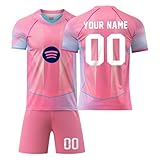 Generico Maglia Calcio Bambino 2025 2026 Maglietta Personalizzata Nome e Numero Uomo da Personalizzare Tuta Allenamento T-Shirt e Pantaloncini Set Regali Ragazzi da Calcio per Tifosi