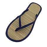 Pantofole da donna, leggere, per interni, antiscivolo, infradito, in paglia intrecciata, punta aperta, pantofole estive da spiaggia casual, Blu scuro, 39 EU