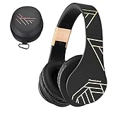 PowerLocus Cuffie Wireless Bluetooth, Cuffie Senza Fili Over Ear con Microfono Hi-Fi Audio Stereo, Pieghevoli, Cuffie Wireless e Cablate, Micro SD/TF per Ufficio/Adulti/Telefono/PC/TV (Oro)