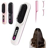 Spazzola per capelli corti, senza fili, spazzola lisciante per capelli, spazzola per capelli, spazzola portatile elettrica da viaggio, ricaricabile, design duraturo e curativo per tutti i tipi di
