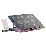 Mars Gaming MNBC13, Base di Raffreddamento e Stand per Notebook fino 17', Illuminazione ARGB 10 Modalità, 13x Ventole LED Bianco, Regolabile in 8 Posizioni, Display LCD, Supporto Smartphone, Nero