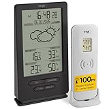 TFA Dostmann stazione meteo con sensore esterno, wireless, 35.1162.10, con previsioni del tempo, digitale, temperatura e umidità, orologio radiocontrollato, grigio
