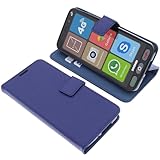 foto-kontor Custodia a Libro Compatibile con Brondi Amico Smartphone S Nero Cover di Colore Blu/Azzurro