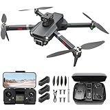 HYTOBP S179 Drone con Telecamera HD 1080P per Adulti, Motore Brushless, 3 Batteria, Drone Pieghevole FPV, Un Tasto di Decollo/Atterraggio, Quadricottero Telecomandato con 2 Telecamere, Schermo LCD