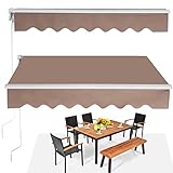 Goplus 3 x 2,5 M/2,5 x 2 M Tenda da Sole a Bracci Estensibili, a Parete/Soffitto(non incluso il kit), con Telaio in Alluminio, Manovella 120 cm e Telo Impermeabile (300 x 250 cm, Beige sicuro)