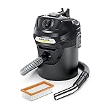 Kärcher AD 2 - Bidone Aspiracenere Portatile, Ignifugo, Filtro Auto-pulente, Aspirazione potente da 150AW, 600W, Contenitore 14L, Giallo/Nero