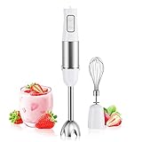Horett Frullatore a Immersione 1000W, Mixer a Immersione 2 in 1 con 6 Velocità Regolabile e SpeedTurbo, Minipimer Acciao Inossidabile 304, per Fare Maionese, Frullati, Zuppe e Pappe, RX123