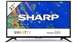 Sharp Aquos 32BC6E - 32' Smart TV HD Ready LED TV, Wi-Fi, DVB-T2/S2, 1366 x 768 Pixels, Nero, suono Harman Kardon, 3xHDMI 2xUSB, 2021 [Classe di efficienza energetica A+]