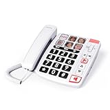 SWISSVOICE - Xtra 1110 - Telefono fisso con filo per anziani - Tasti grandi - 6 tasti di memoria con foto - Suonerie extra forti - Indicatore luminoso - Audio Boost - Compatibile apparecchi acustici