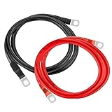 Idota Cavo Batteria Auto 35mm²/2AWG 50cm Cavi Batteria Rame 12V Cavi Inverter Batteria con M8 Morsetti ad Anello per Auto Moto Caravan Solare Marine(50cm)