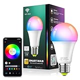 Oumida Lampadine LED Alexa Inteligente WiFi, E27, Dimmerabile Lampadina Smart 9W 1000ML (Equivalente 60 W), RGB & 2700K-6500K bianco freddo caldo, compatibile con Alexa/Google Home (1PCS)