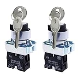Gebildet Interruttore a Chiave 2Posizioni Mantenute 1NO Interruttore a Chiave Rotativo con Blocco 10A 440V XB2-10Y/21.(2 Posizioni Mantenute)