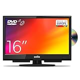 Cello TV LED C1624F da 16 pollici con lettore DVD integrato e altoparlanti Pitch Perfect. Schermo piccolo per cucine, appartamenti e spazi compatti. Alimentazione a rete 240 V.